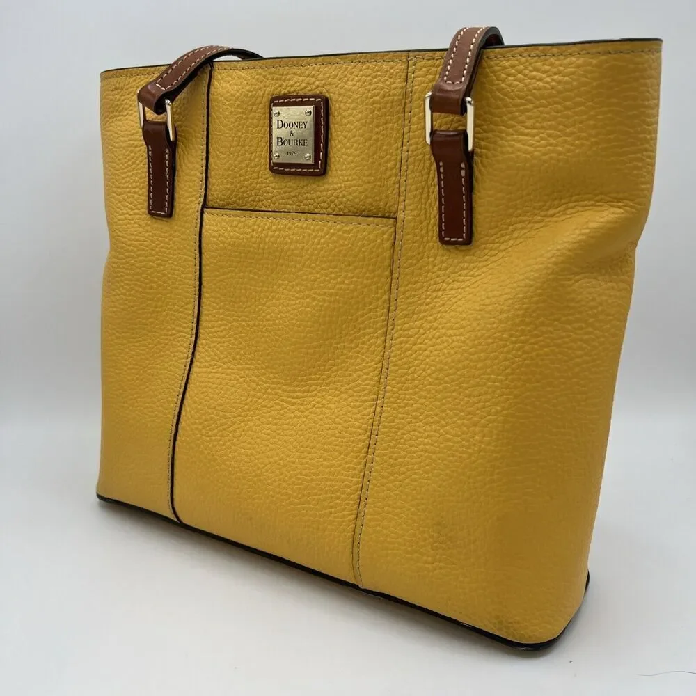 Dooney & Bourke Pebble Grain Small Lexington Tote - Mustard - Authentic - Picture 2 of 15